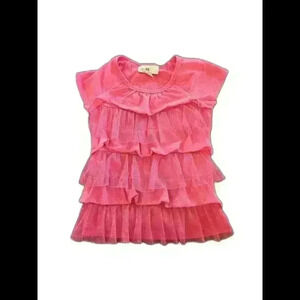 Charming Pink Ruffle Layered Top for Girls - Size 12
